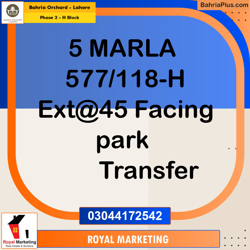 Residential Plot for Sale in Phase 2 - H Block -  Bahria Orchard, Lahore - (BP-171901)