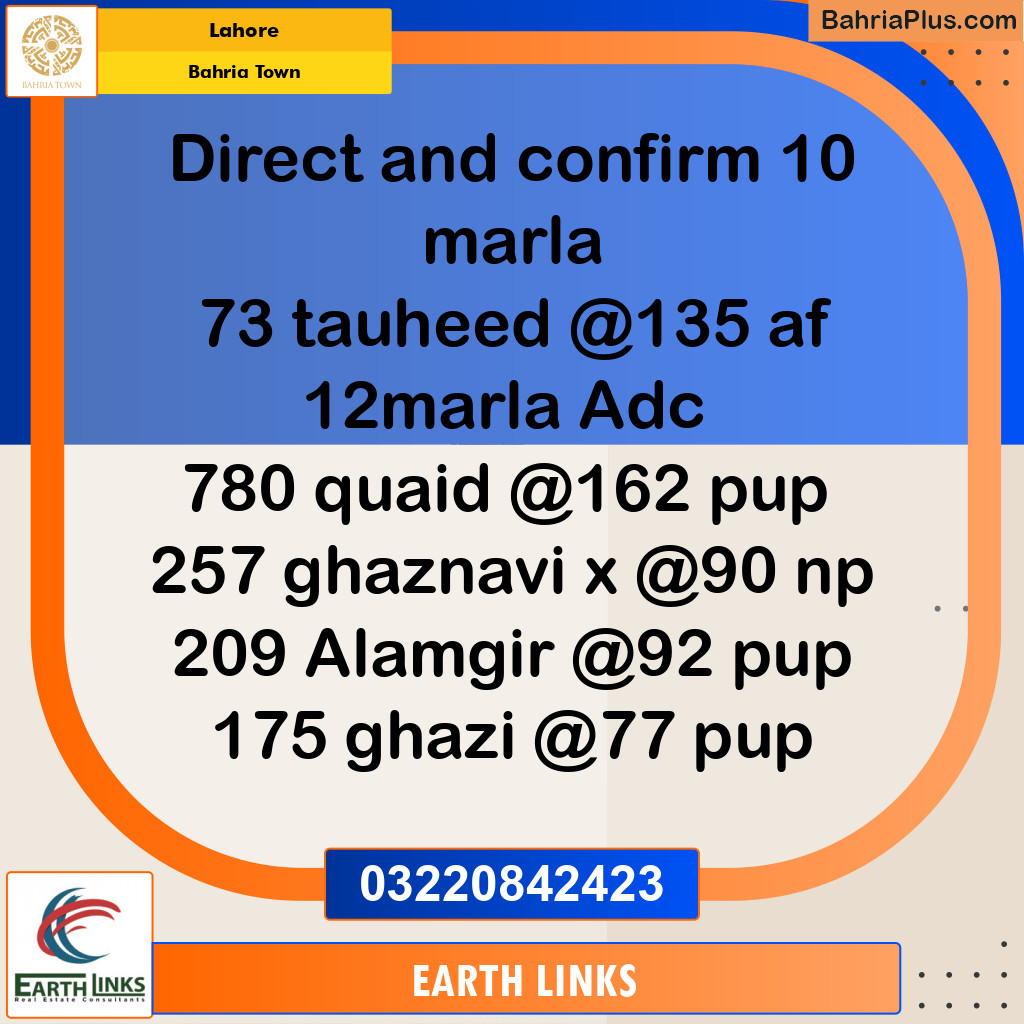 Residential Plot for Sale in Sector F - Tauheed Block -  Bahria Town, Lahore - (BP-171910)