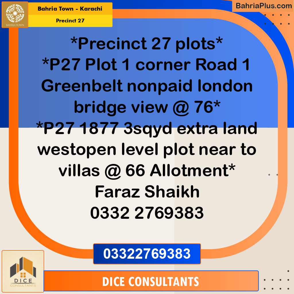 Residential Plot for Sale in Precinct 27 -  Bahria Town, Karachi - (BP-171921)