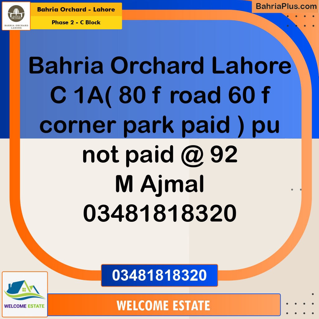 Residential Plot for Sale in Phase 2 - C Block -  Bahria Orchard, Lahore - (BP-171923)