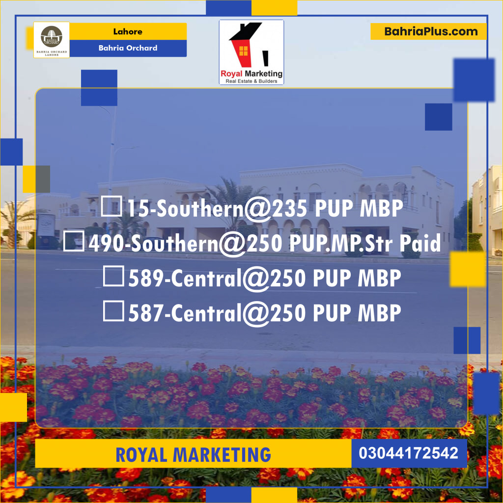 Residential Plot for Sale in Phase 1 - Southern District -  Bahria Orchard, Lahore - (BP-171929)