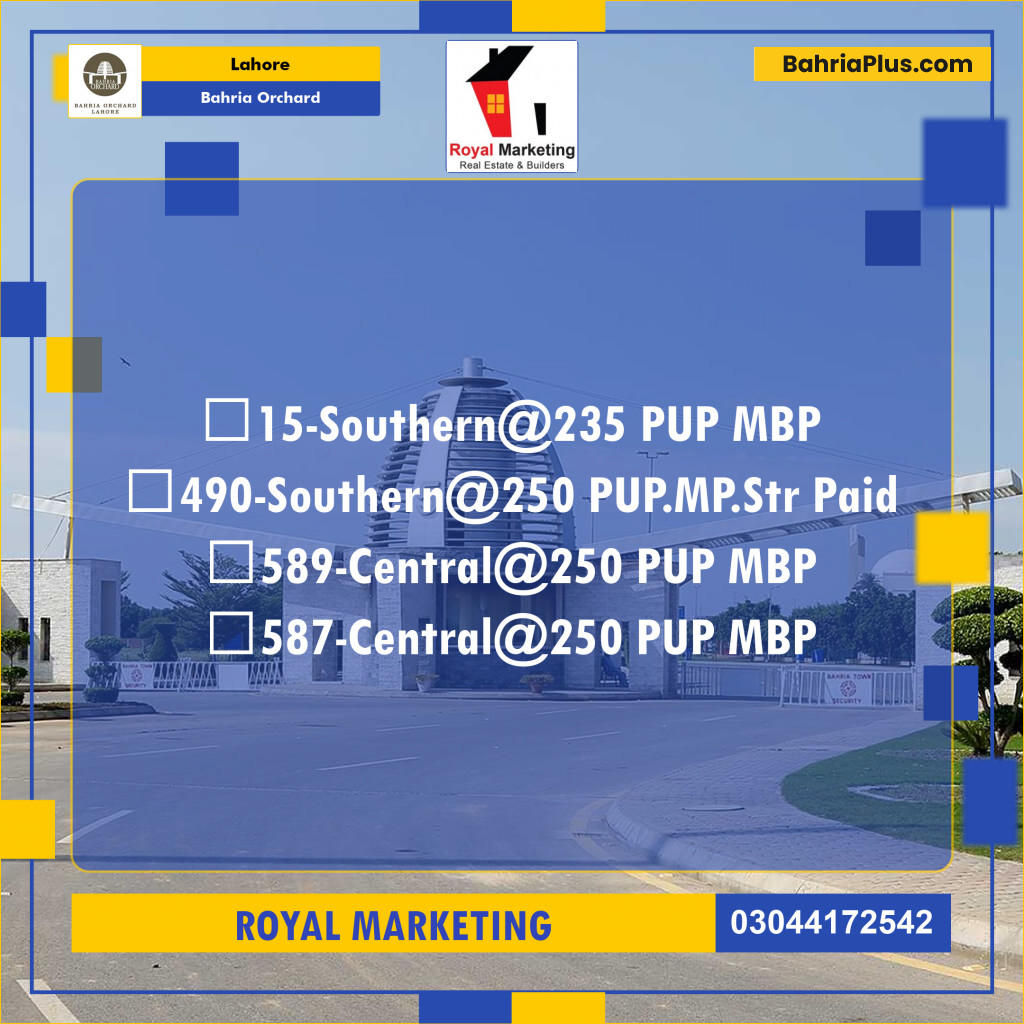 Residential Plot for Sale in Phase 1 - Southern District - Bahria Orchard, Lahore - (BP-171935)