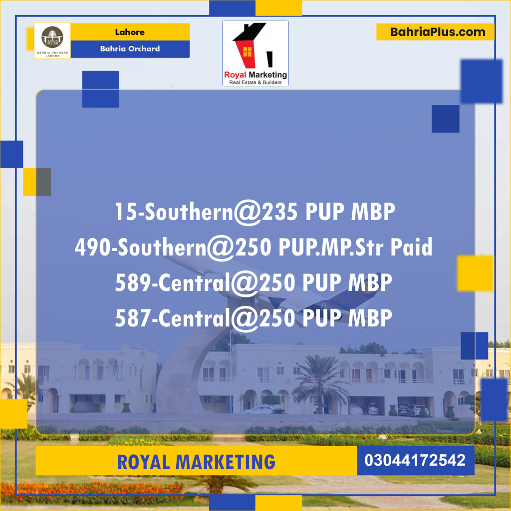 Residential Plot for Sale in Phase 1 - Southern District - Bahria Orchard, Lahore - (BP-171936)