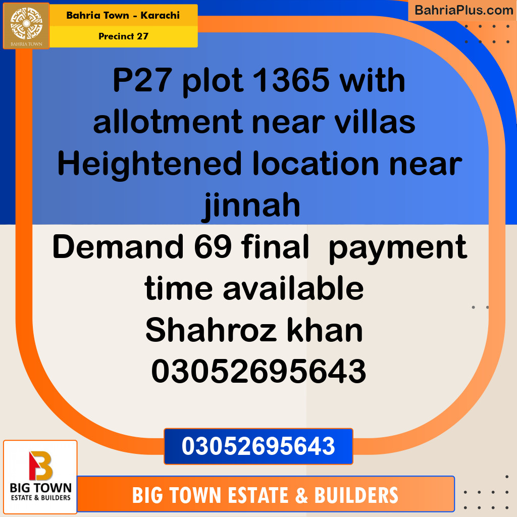 Residential Plot for Sale in Precinct 27 -  Bahria Town, Karachi - (BP-171955)