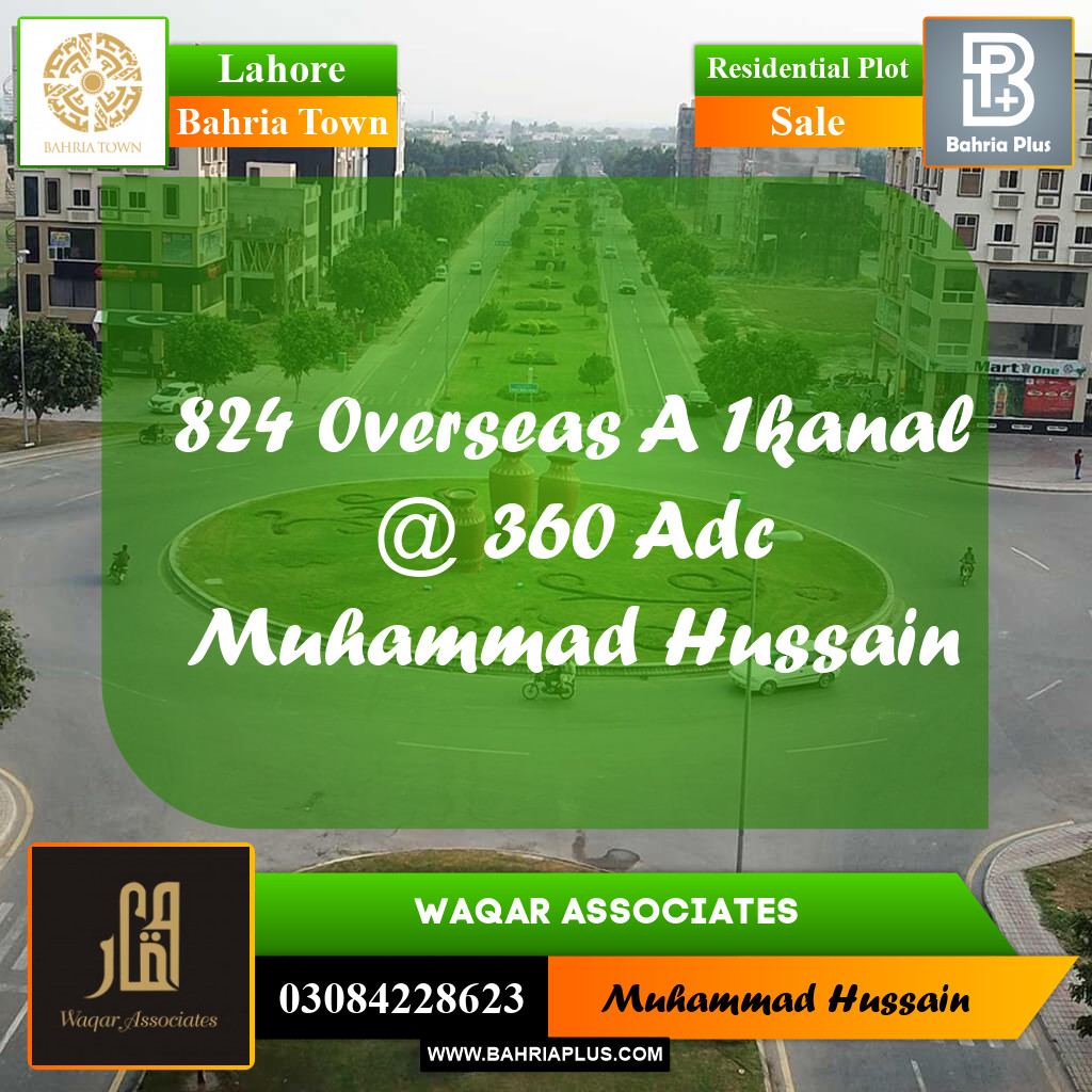 Residential Plot for Sale in Overseas A -  Bahria Town, Lahore - (BP-171972)