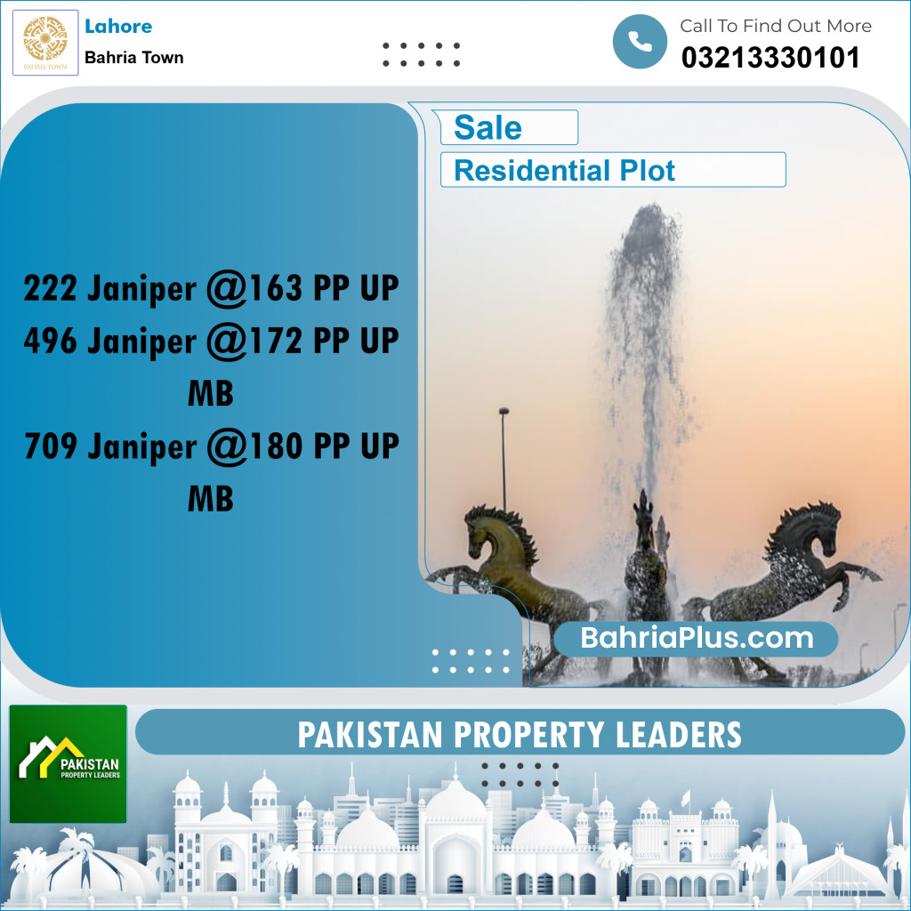 Residential Plot for Sale in Sector C - Janiper Block - Bahria Town, Lahore - (BP-171977)