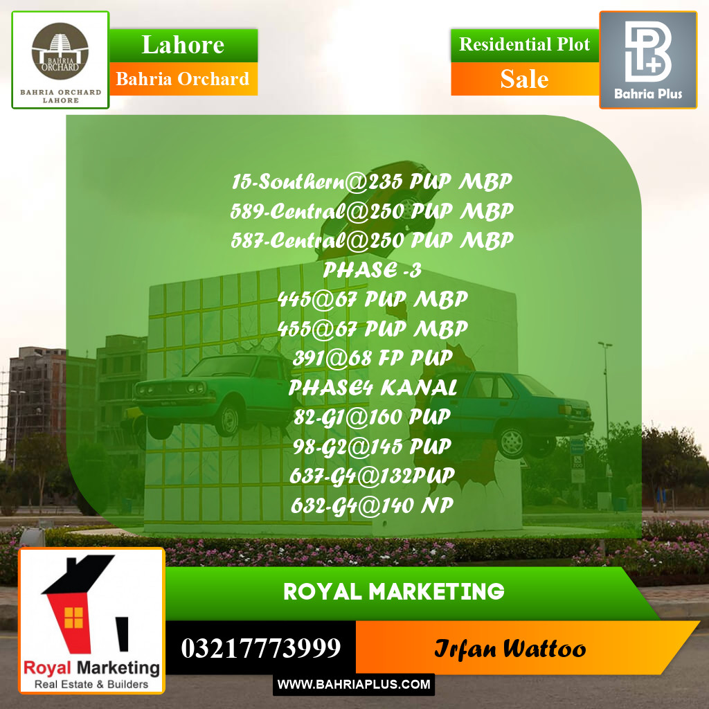 Residential Plot for Sale in Phase 1 - Southern District -  Bahria Orchard, Lahore - (BP-171992)