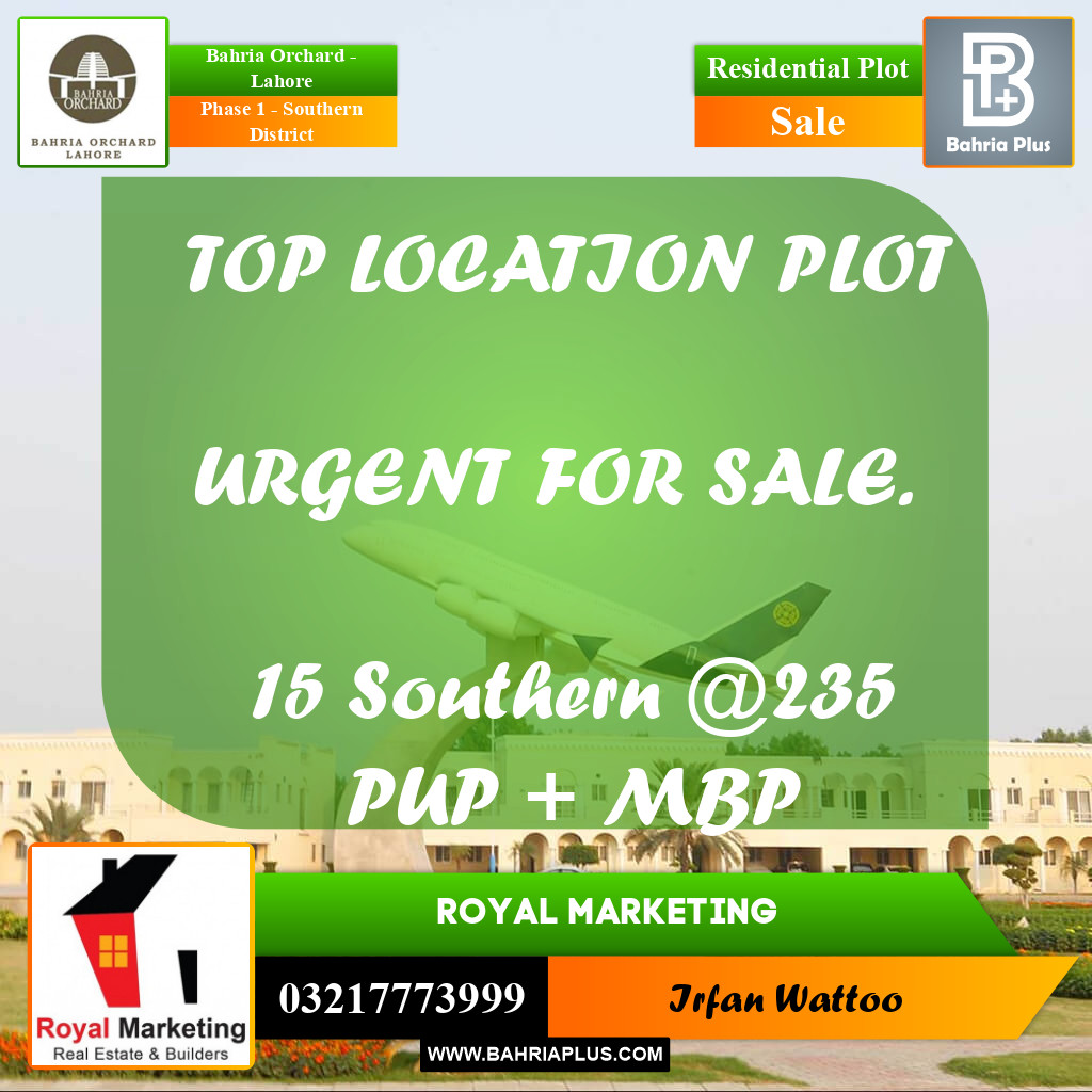 Residential Plot for Sale in Phase 1 - Southern District - Bahria Orchard, Lahore - (BP-172023)