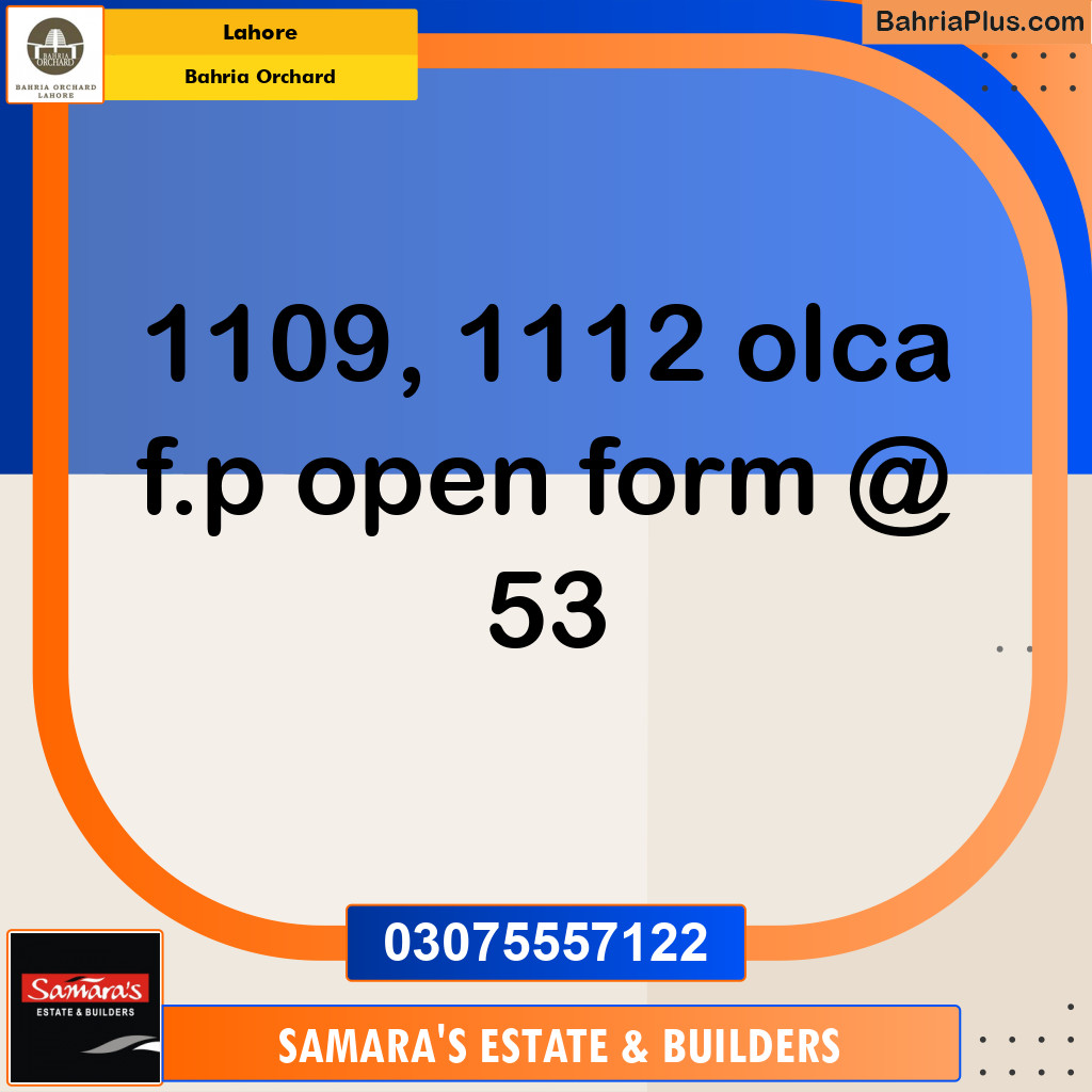 Residential Plot for Sale in OLC-A Block -  Bahria Orchard, Lahore - (BP-172030)