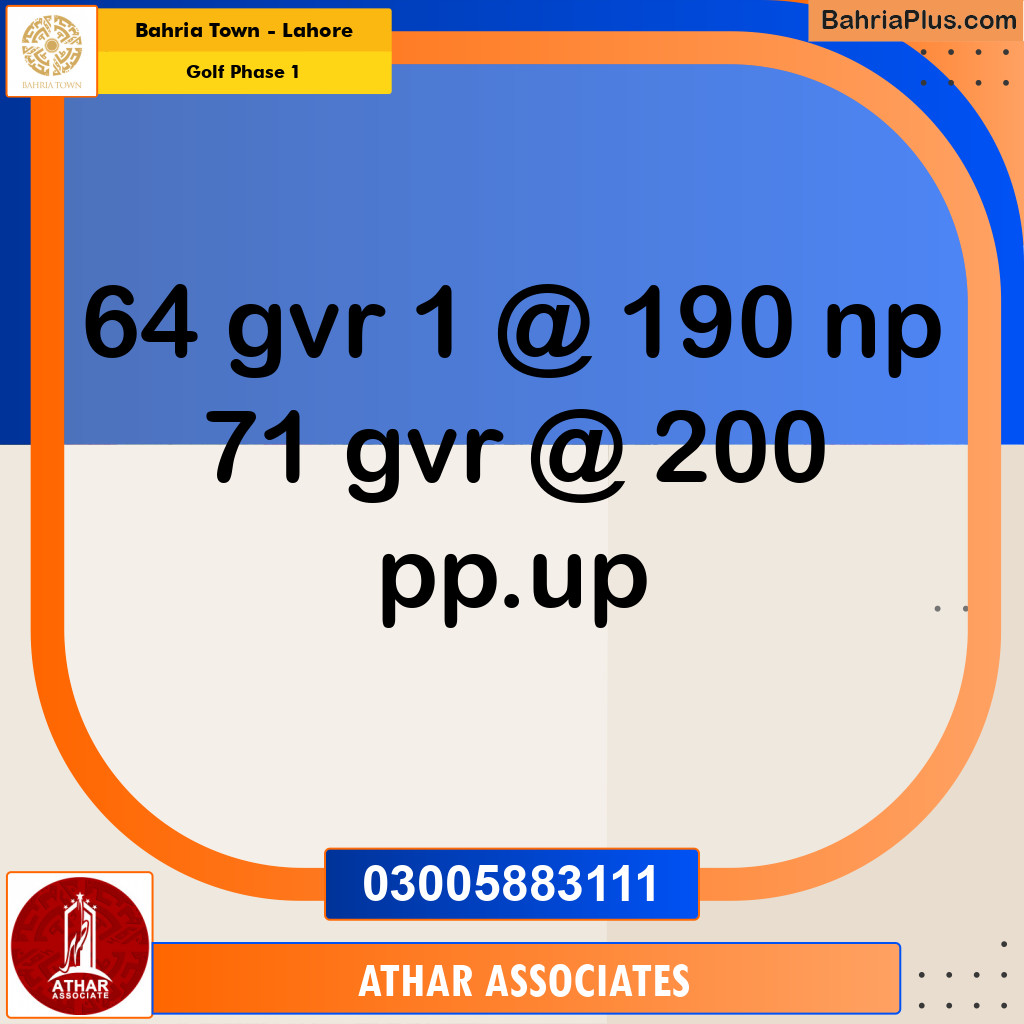 Residential Plot for Sale in Golf Phase 1 -  Bahria Town, Lahore - (BP-172052)