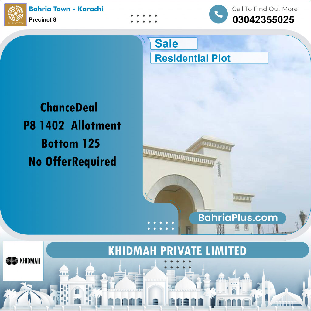 Residential Plot for Sale in Precinct 8 - Bahria Town, Karachi - (BP-172068)