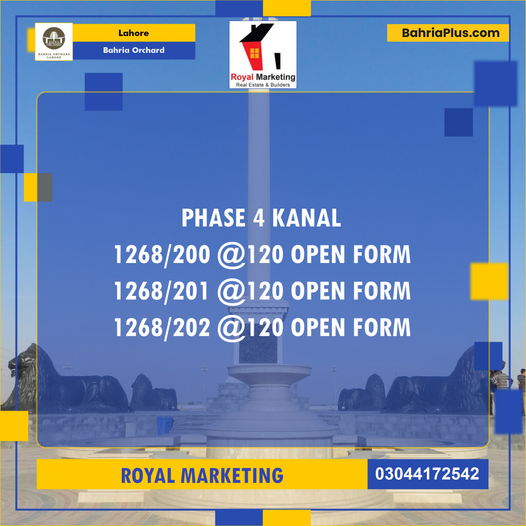 Residential Plot for Sale in Phase 4 - G6 Block -  Bahria Orchard, Lahore - (BP-172073)