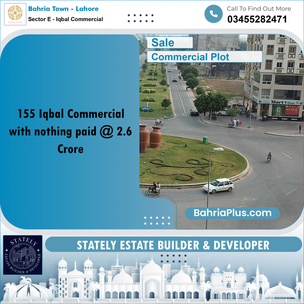 Commercial Plot for Sale in Sector E - Iqbal Commercial - Bahria Town, Lahore - (BP-172081)