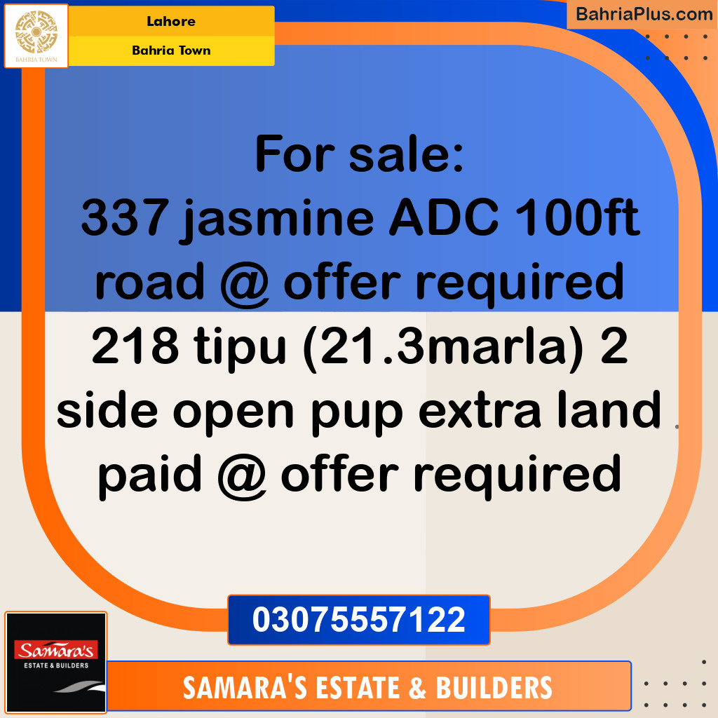 Residential Plot for Sale in Sector C - Jasmine Block -  Bahria Town, Lahore - (BP-172082)