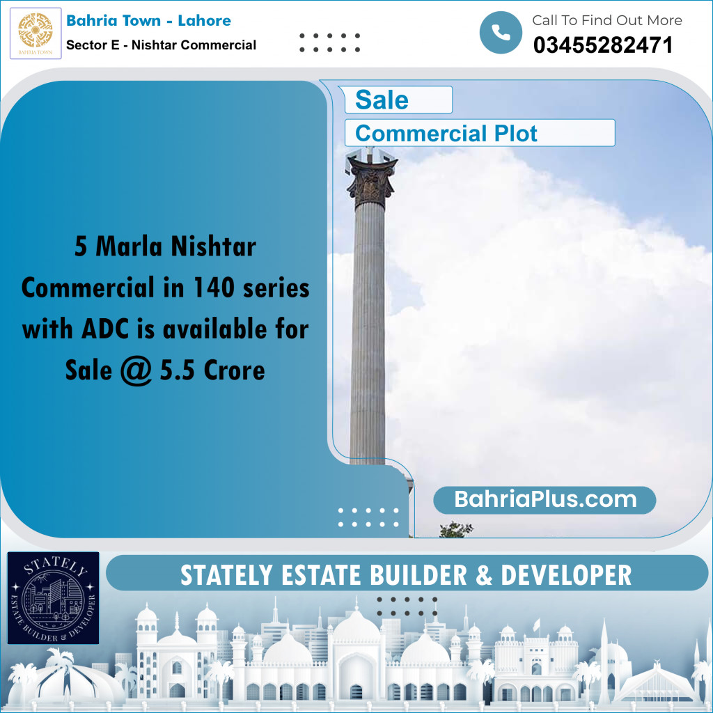 Commercial Plot for Sale in Sector E - Nishtar Commercial - Bahria Town, Lahore - (BP-172088)