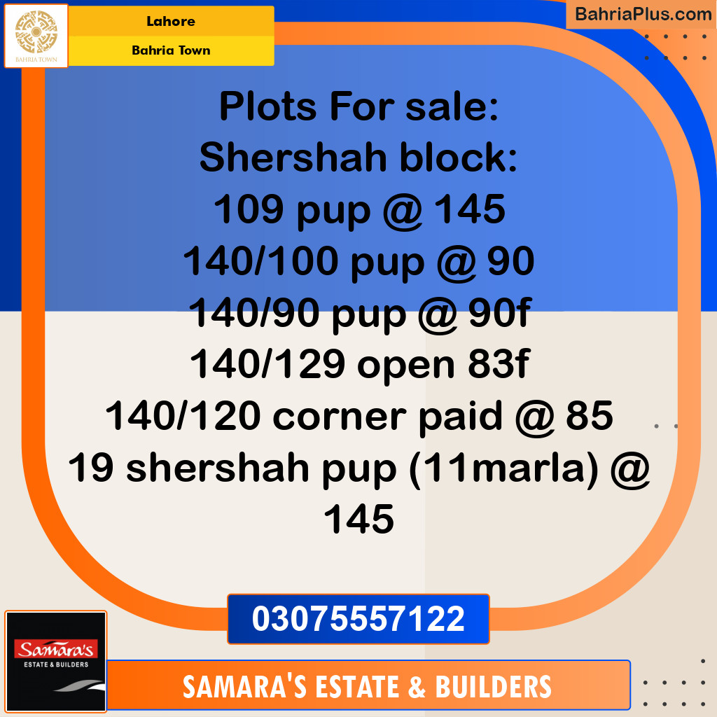 Residential Plot for Sale in Sector F - Shershah Block -  Bahria Town, Lahore - (BP-172093)