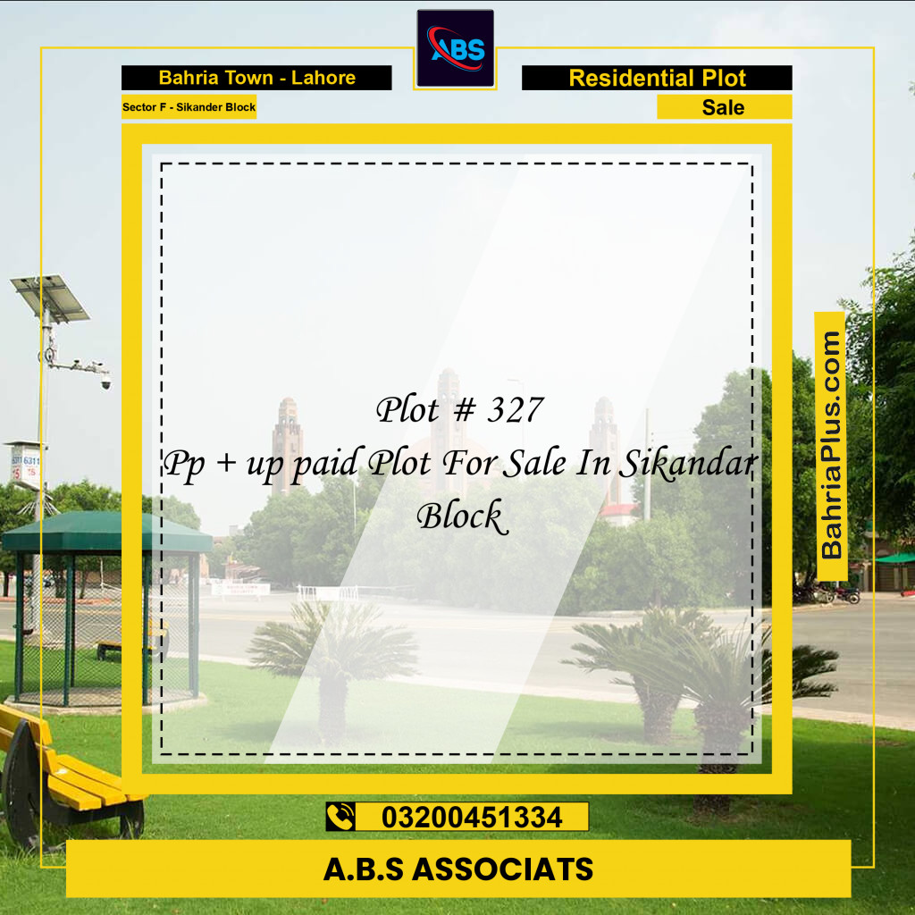 Residential Plot for Sale in Sector F - Sikander Block -  Bahria Town, Lahore - (BP-172144)