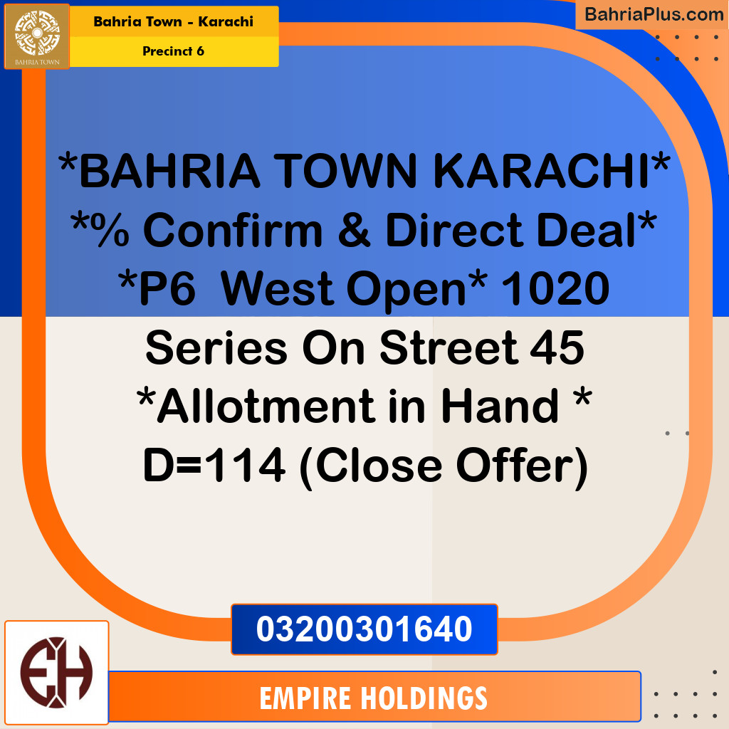 250 Sq. Yards Residential Plot for Sale in Precinct 6 -  Bahria Town, Karachi - (BP-172177)