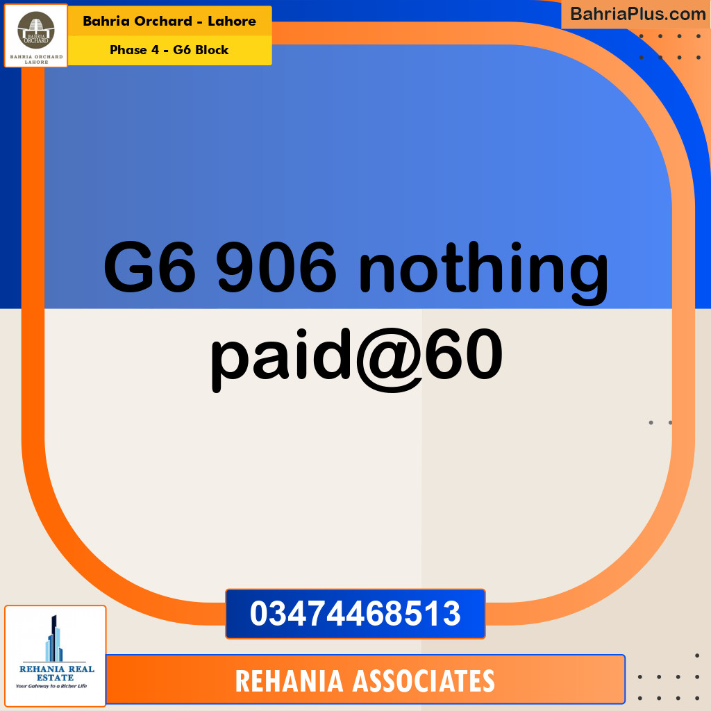 Residential Plot for Sale in Phase 4 - G6 Block -  Bahria Orchard, Lahore - (BP-172178)