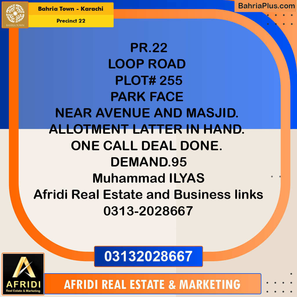 250 Sq. Yards Residential Plot for Sale in Precinct 22 -  Bahria Town, Karachi - (BP-172254)