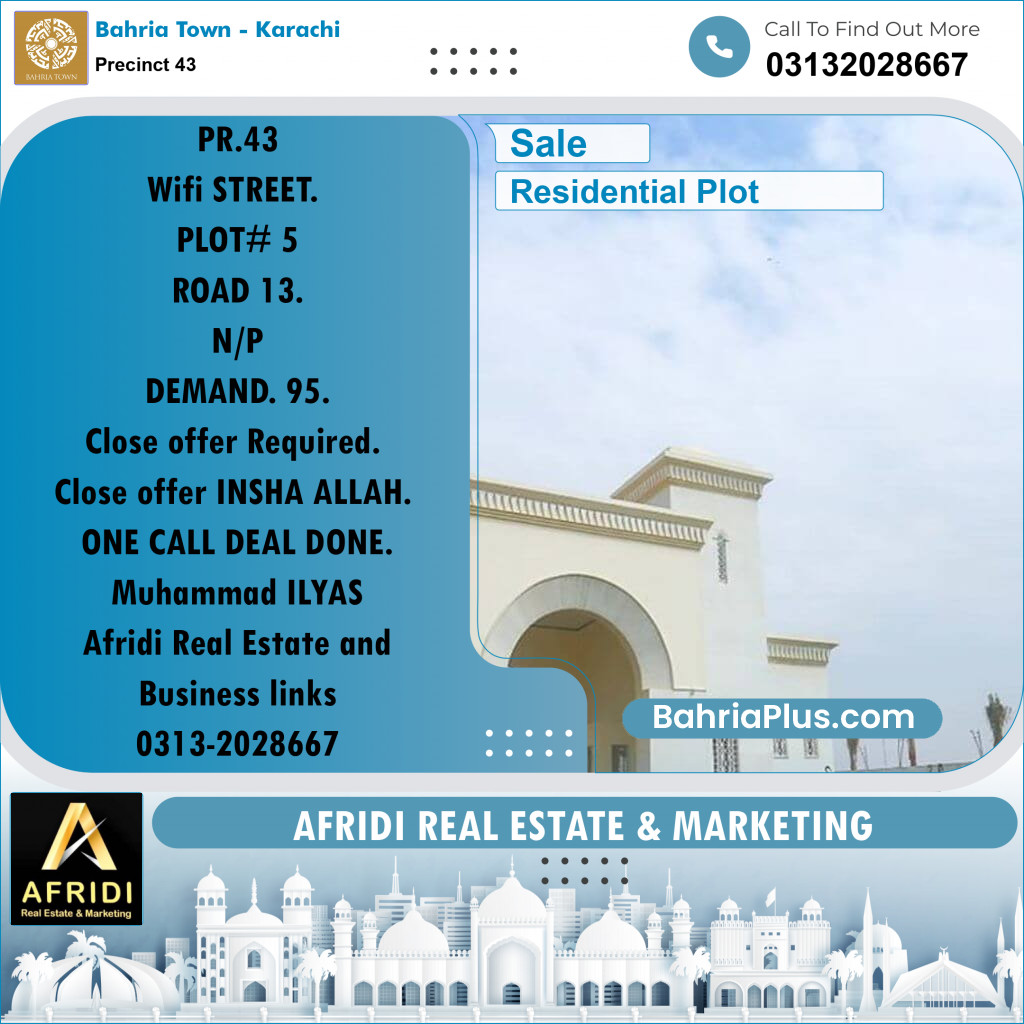 500 Sq. Yards Residential Plot for Sale in Precinct 43 -  Bahria Town, Karachi - (BP-172256)