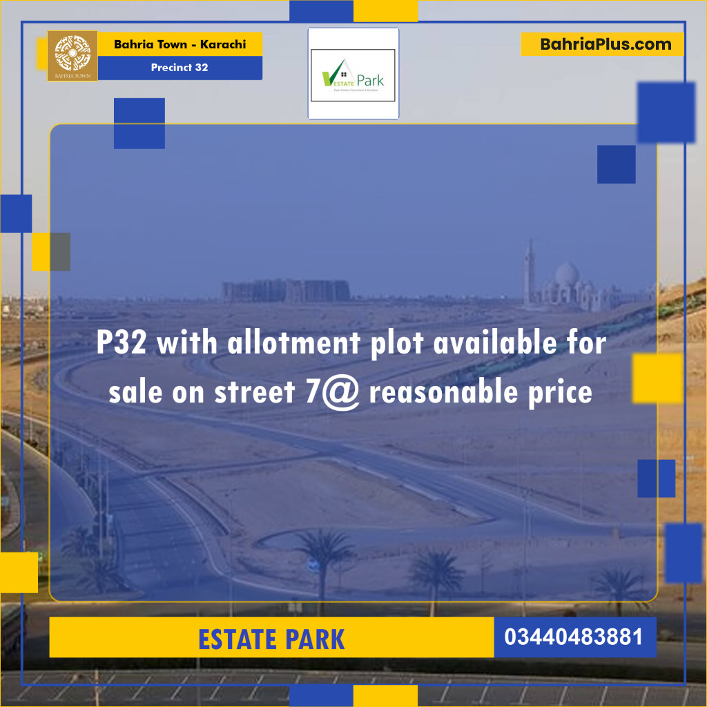 250 Sq. Yards Residential Plot for Sale in Precinct 32 -  Bahria Town, Karachi - (BP-172274)