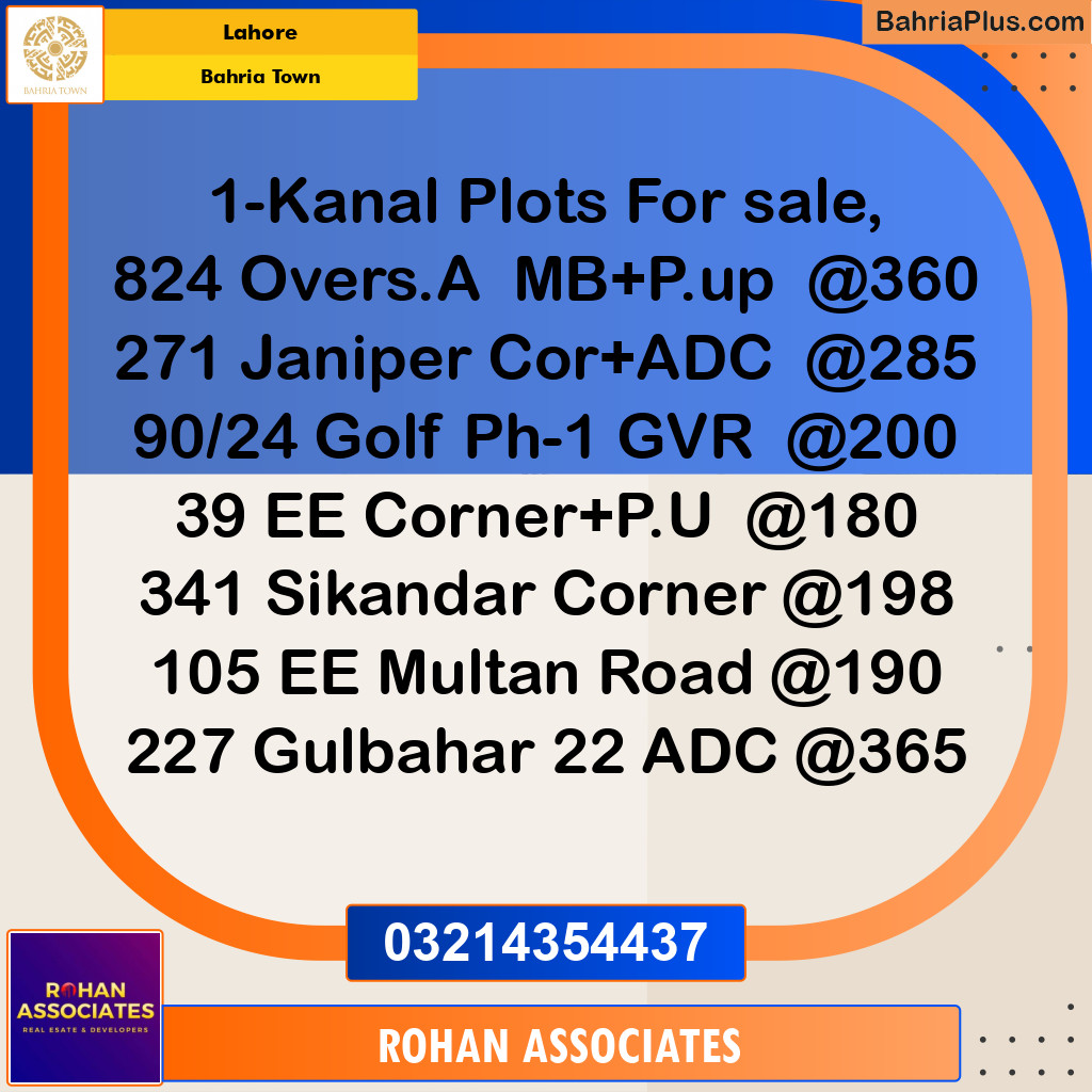Residential Plot for Sale in Overseas A - Bahria Town, Lahore - (BP-172280)
