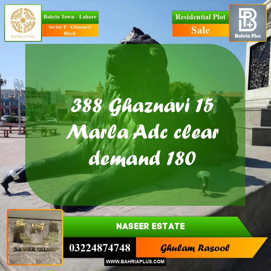 Residential Plot for Sale in Sector F - Ghaznavi Block -  Bahria Town, Lahore - (BP-172292)