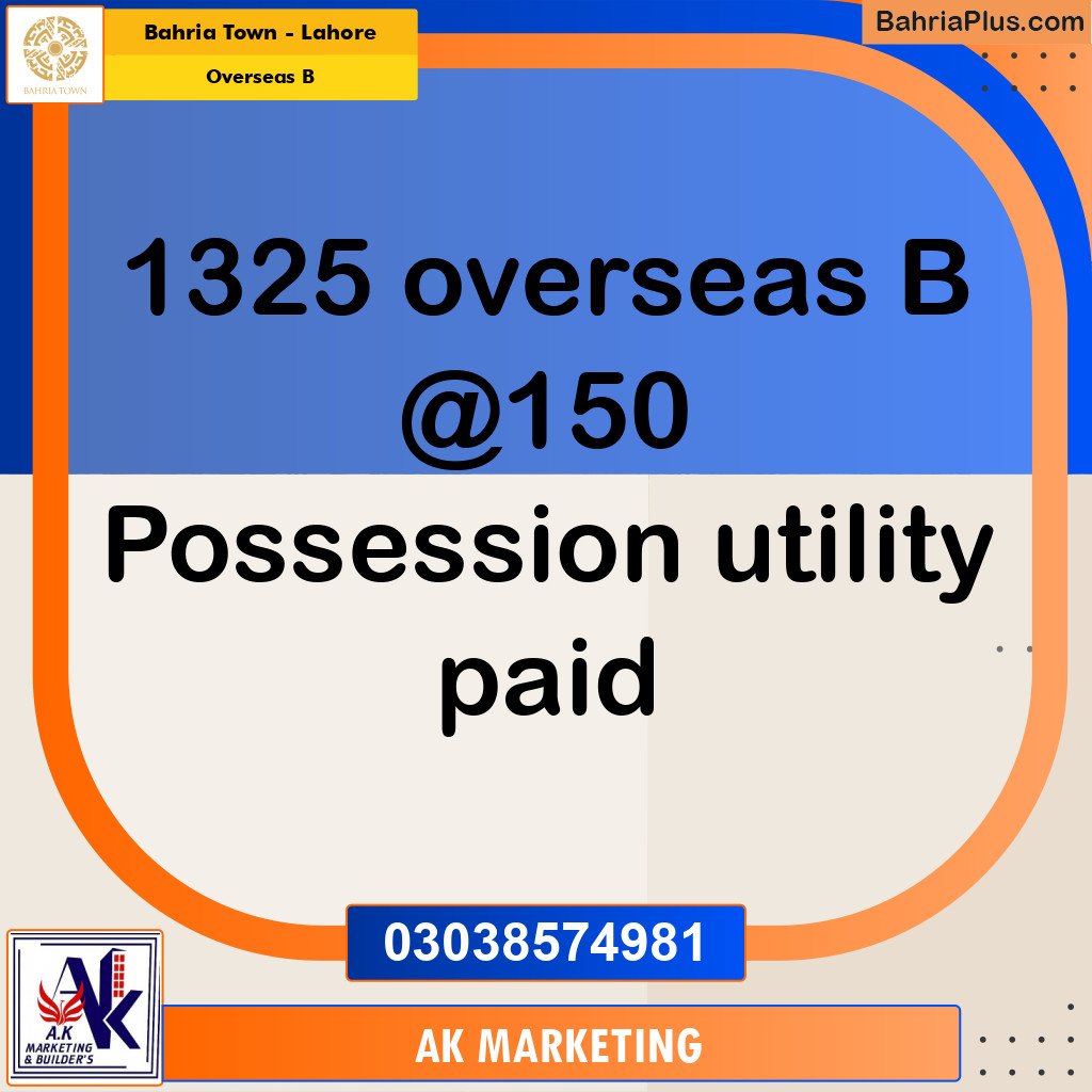 Residential Plot for Sale in Overseas B - Bahria Town, Lahore - (BP-172297)
