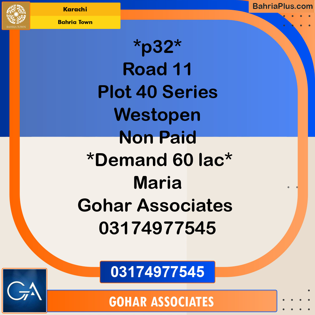 Residential Plot for Sale in Precinct 32 - Bahria Town, Karachi - (BP-172322)