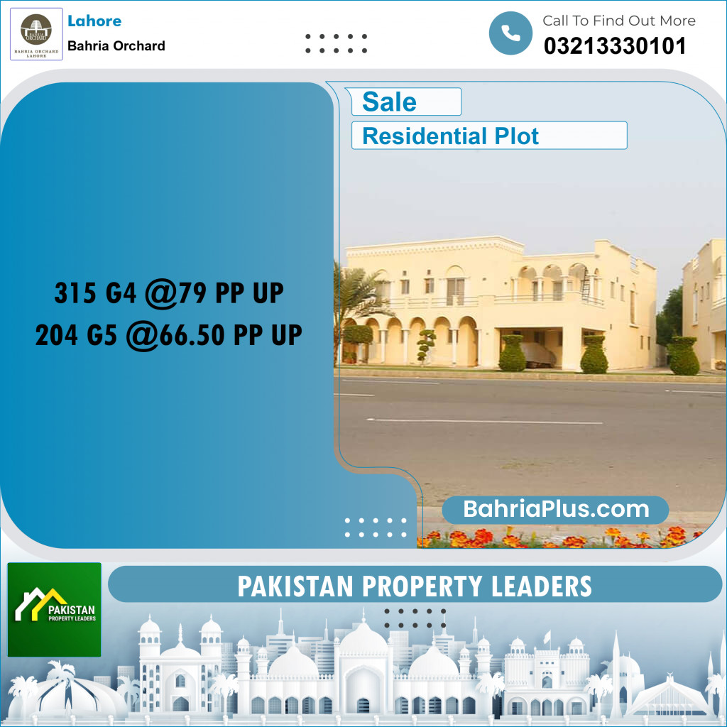 Residential Plot for Sale in Phase 4 - G4 Block -  Bahria Orchard, Lahore - (BP-172327)