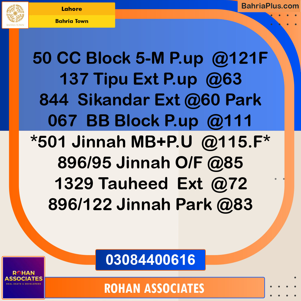 Residential Plot for Sale in Sector E - Jinnah Block - Bahria Town, Lahore - (BP-172335)