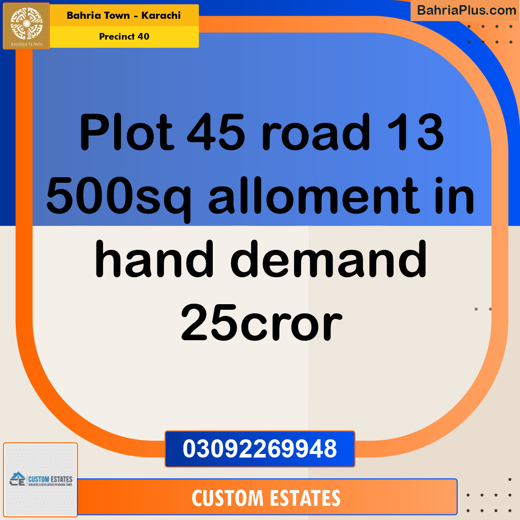 Residential Plot for Sale in Precinct 40 -  Bahria Town, Karachi - (BP-172387)