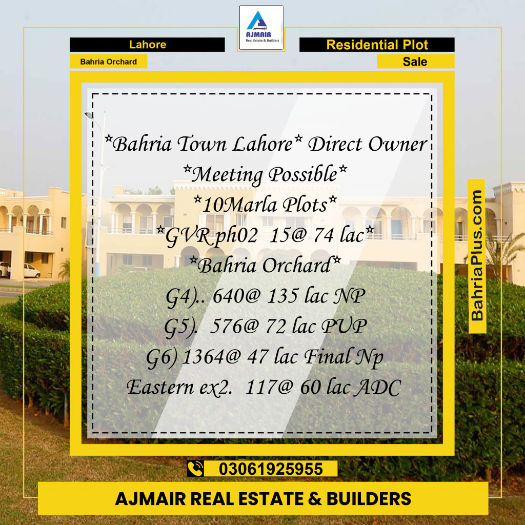 Residential Plot for Sale in Golf Phase 2 -  Bahria Town, Lahore - (BP-172393)
