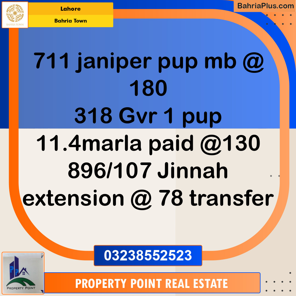 Residential Plot for Sale in Sector C - Janiper Block -  Bahria Town, Lahore - (BP-172419)