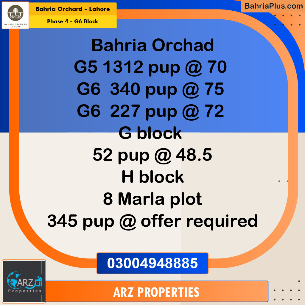 Residential Plot for Sale in Phase 4 - G6 Block - Bahria Orchard, Lahore - (BP-172462)