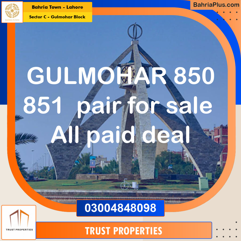 Residential Plot for Sale in Sector C - Gulmohar Block -  Bahria Town, Lahore - (BP-172489)