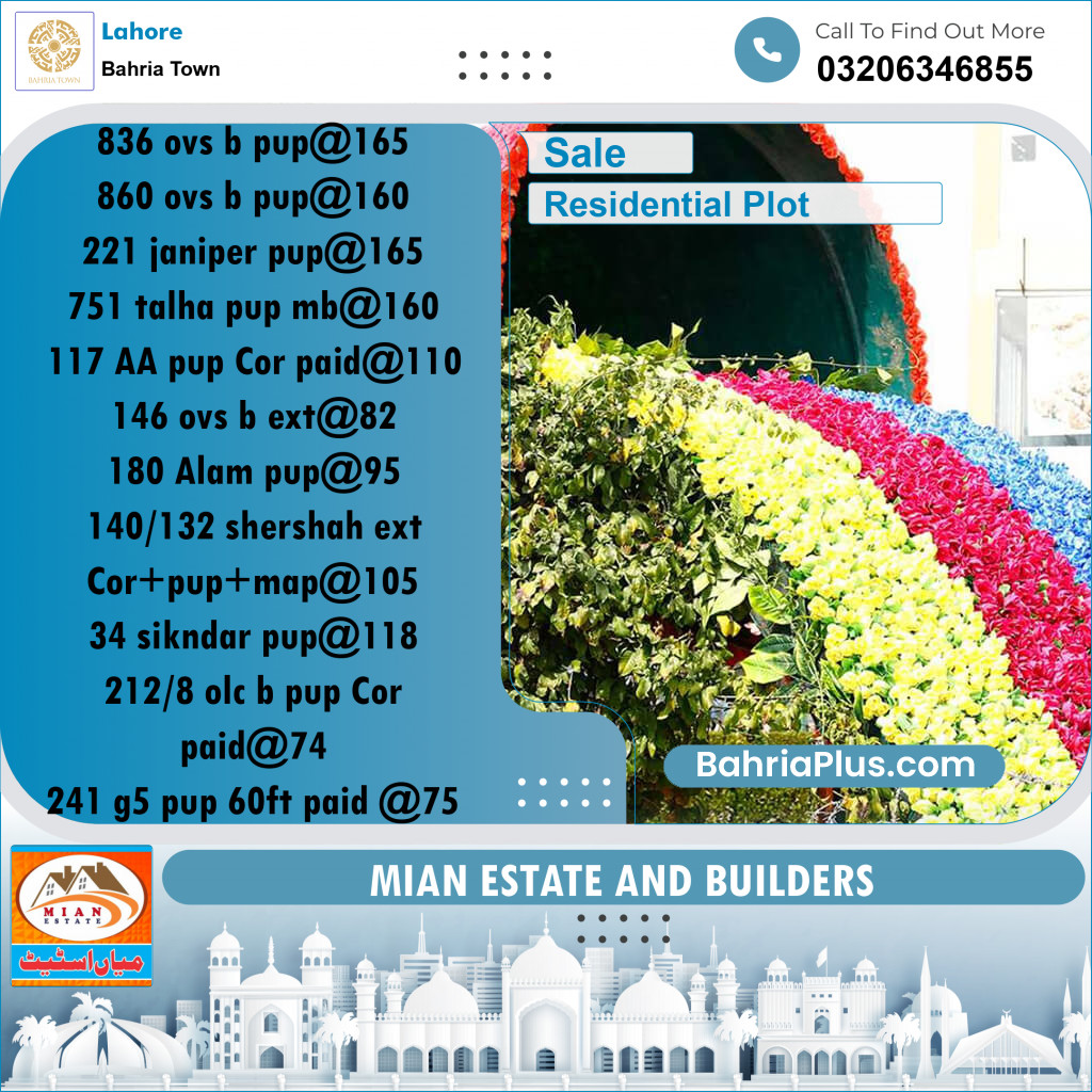 Residential Plot for Sale in Overseas B -  Bahria Town, Lahore - (BP-172492)