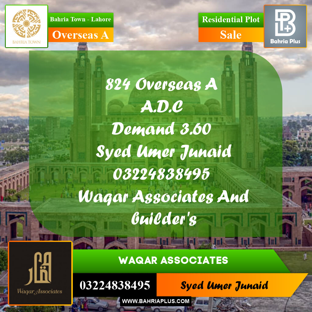 Residential Plot for Sale in Overseas A -  Bahria Town, Lahore - (BP-172585)