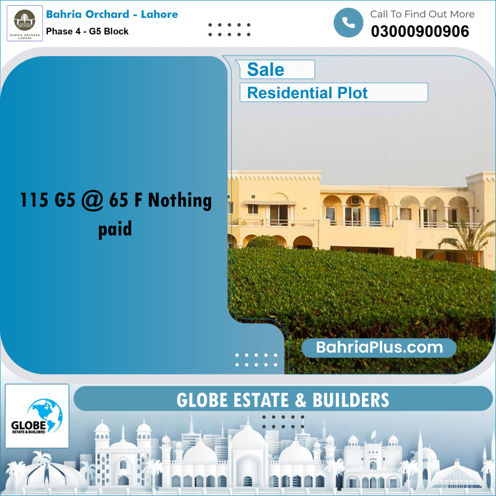 Residential Plot for Sale in Phase 4 - G5 Block -  Bahria Orchard, Lahore - (BP-172641)