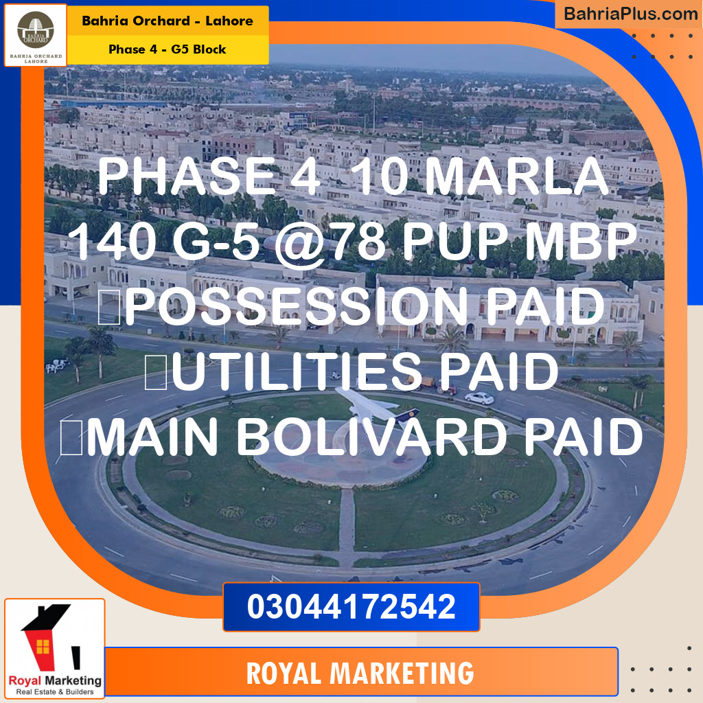 Residential Plot for Sale in Phase 4 - G5 Block -  Bahria Orchard, Lahore - (BP-172652)