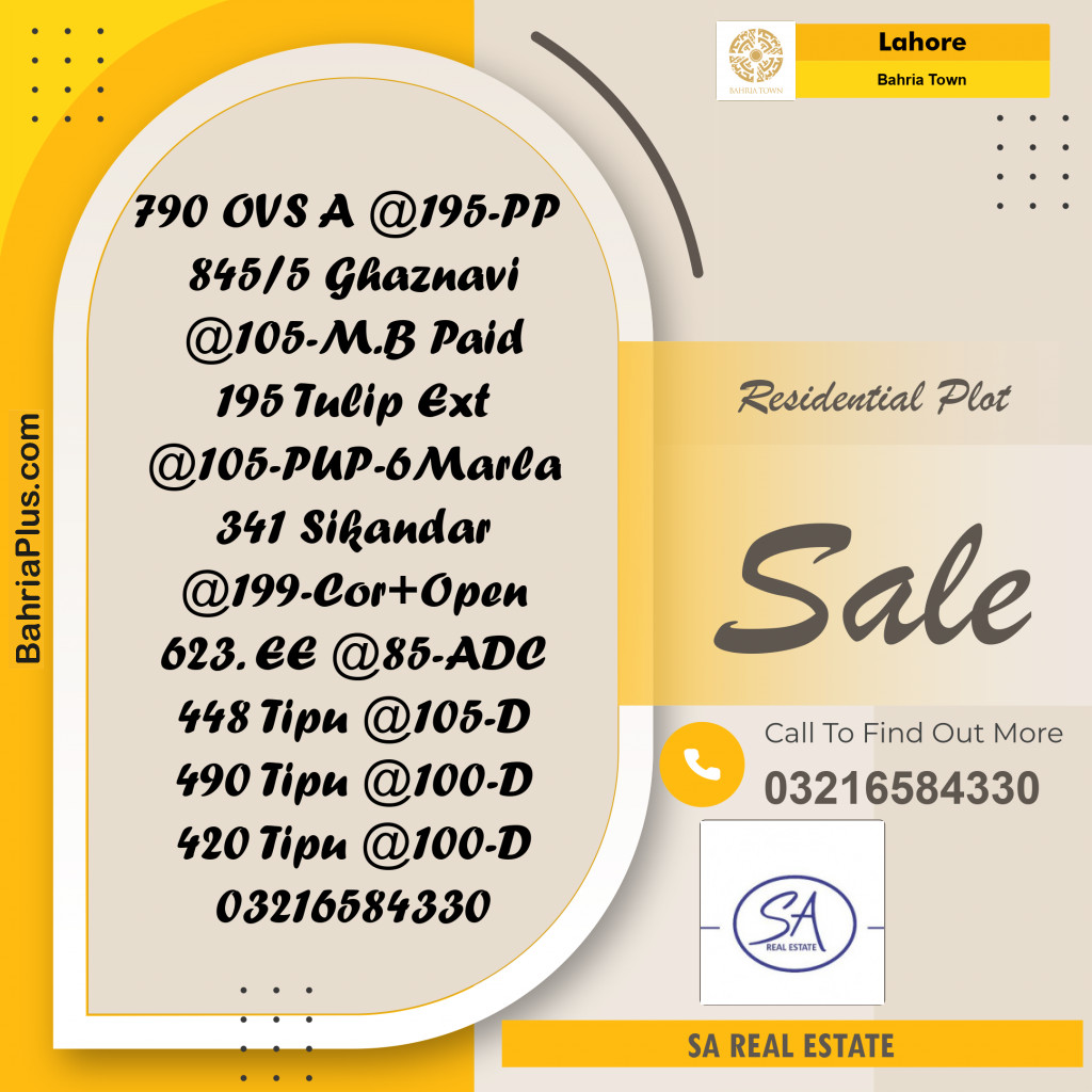 Residential Plot for Sale in Overseas A - Bahria Town, Lahore - (BP-172657)