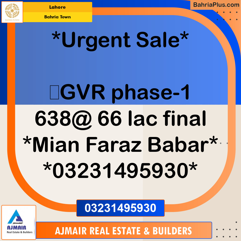 Residential Plot for Sale in Golf Phase 1 -  Bahria Town, Lahore - (BP-172658)