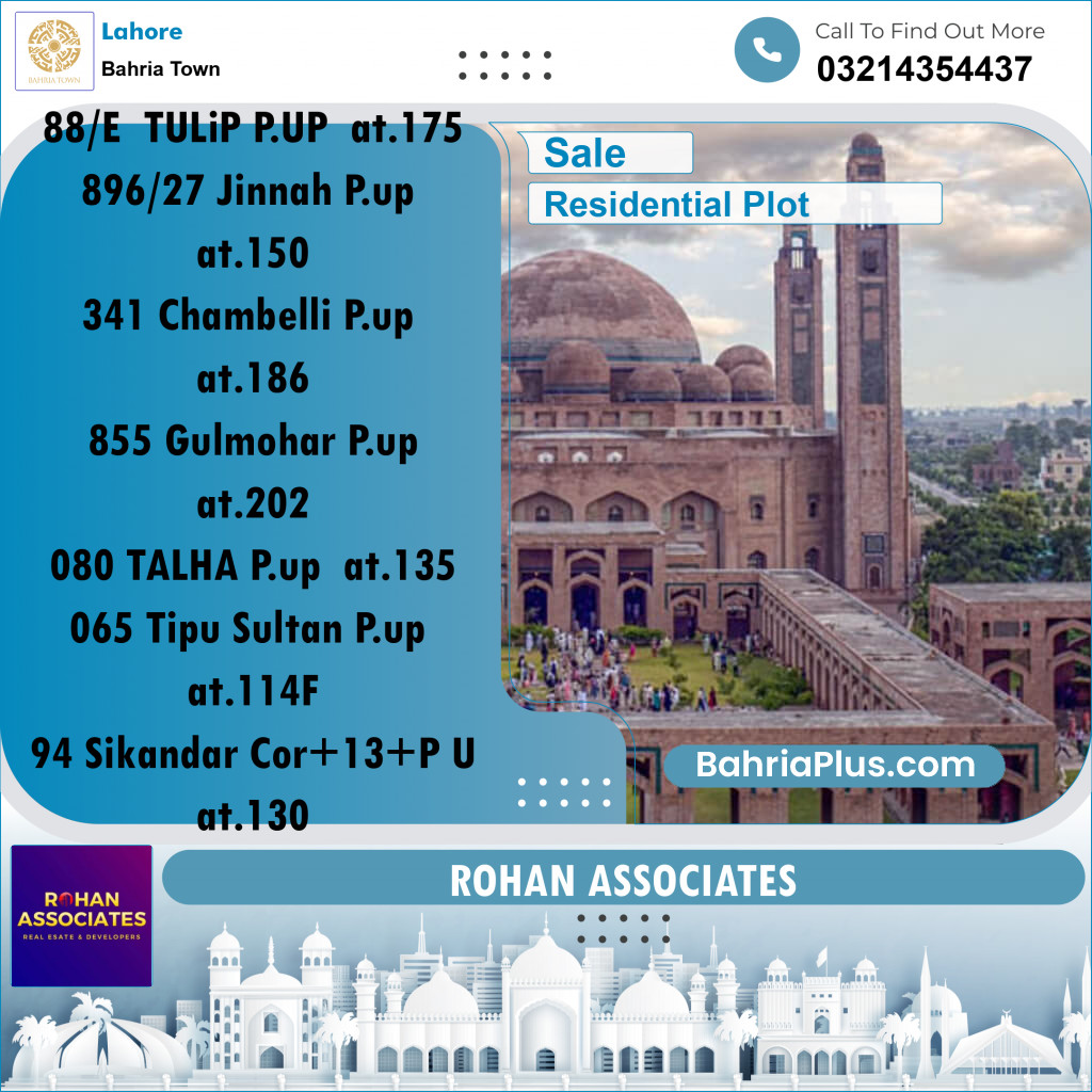 Residential Plot for Sale in Sector C - Tulip Block -  Bahria Town, Lahore - (BP-172672)