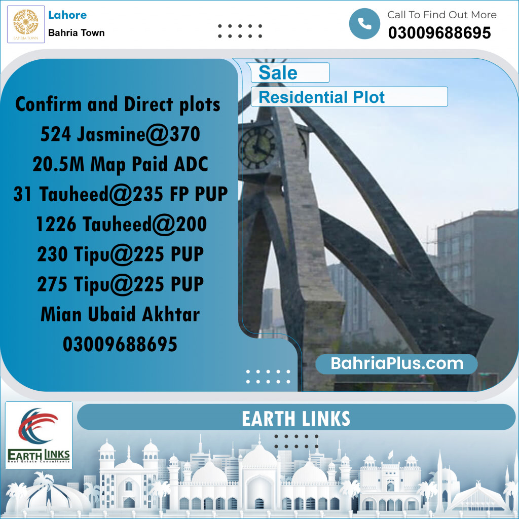 Residential Plot for Sale in Sector C - Jasmine Block -  Bahria Town, Lahore - (BP-172697)