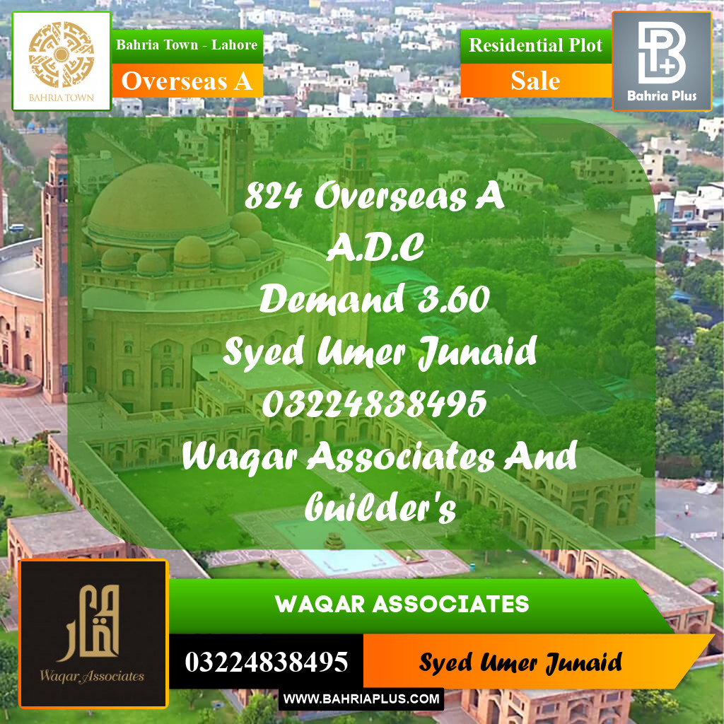 Residential Plot for Sale in Overseas A -  Bahria Town, Lahore - (BP-172720)