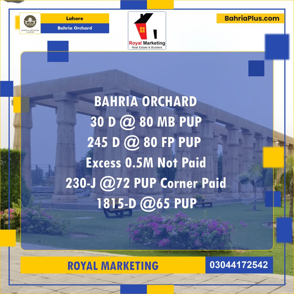 Residential Plot for Sale in Phase 2 - D Block -  Bahria Orchard, Lahore - (BP-172746)