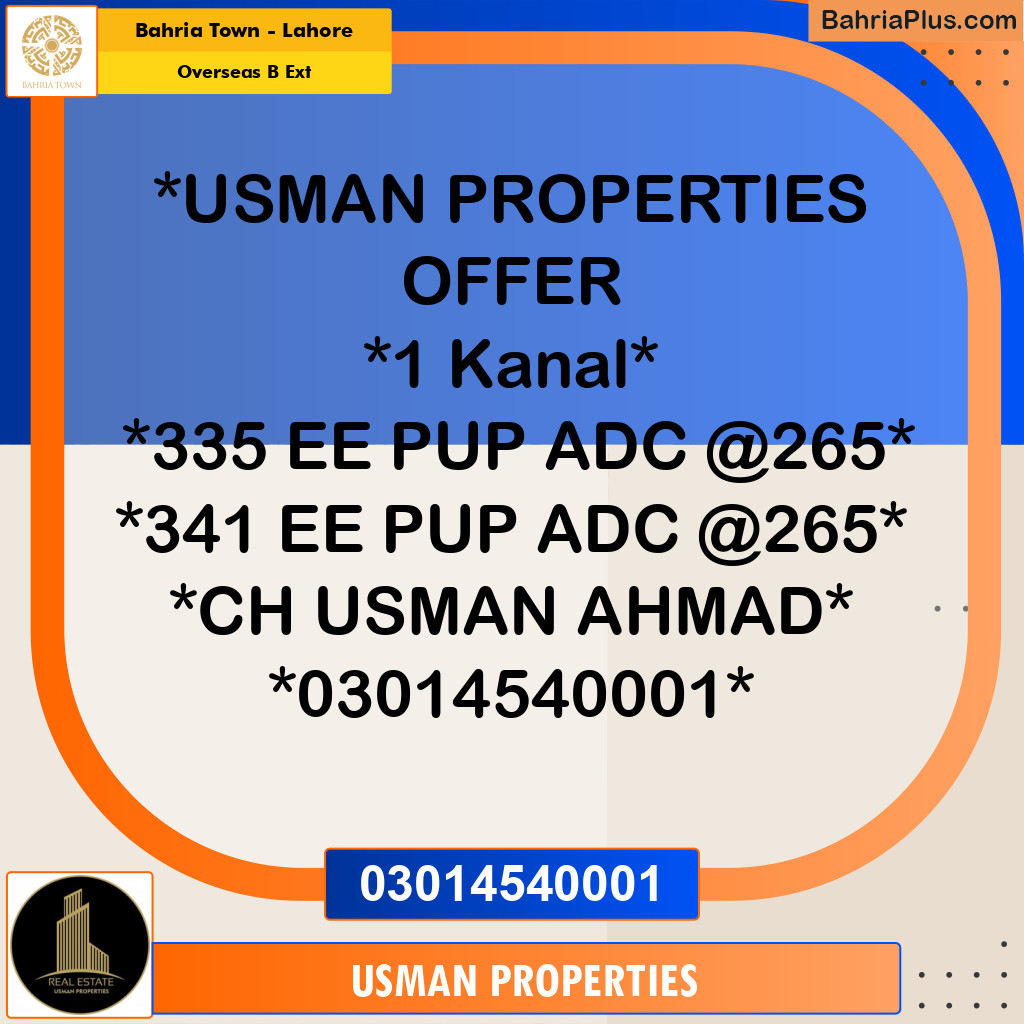 Residential Plot for Sale in Overseas B Ext - Bahria Town, Lahore - (BP-172759)
