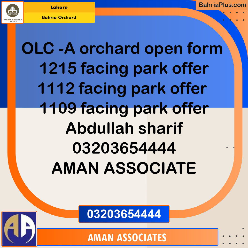 Residential Plot for Sale in OLC-A Block -  Bahria Orchard, Lahore - (BP-172780)