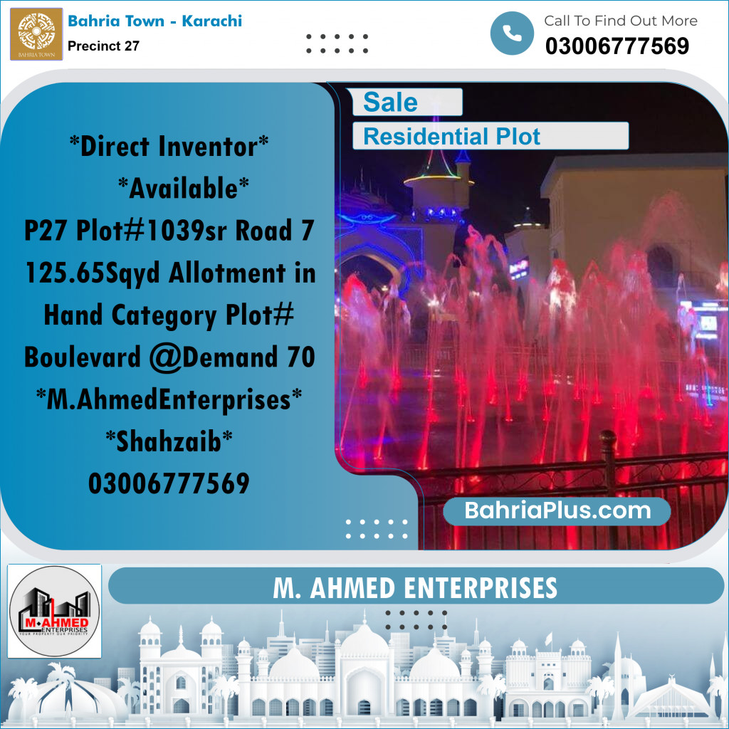 Residential Plot for Sale in Precinct 27 -  Bahria Town, Karachi - (BP-172794)